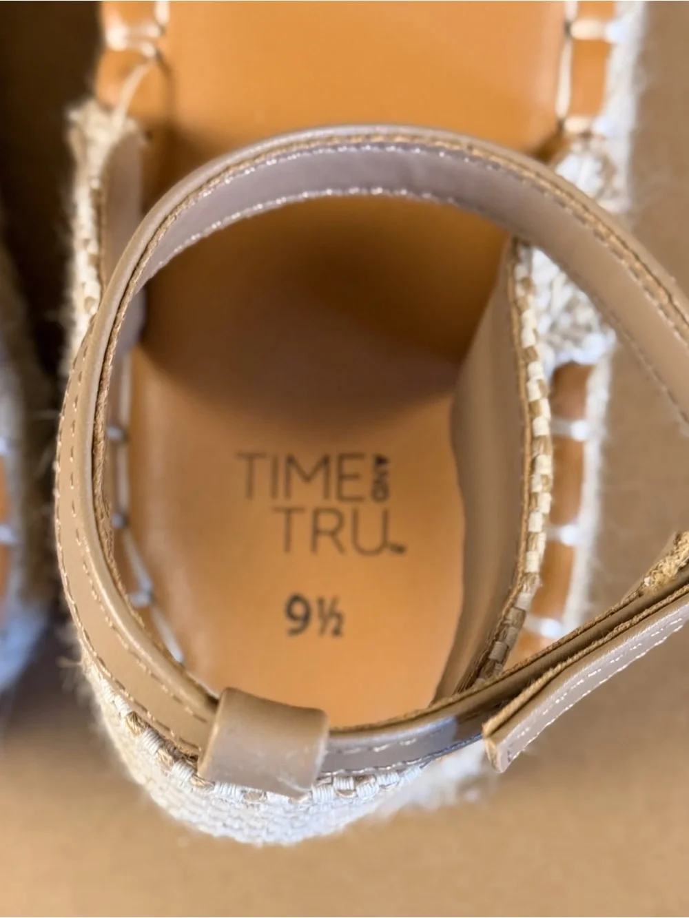 Time and Tru Beige Woven Espadrille Platform Sandals